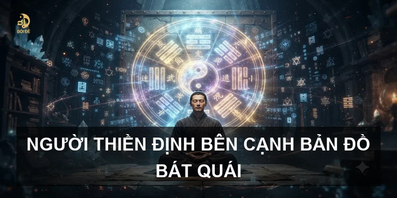 Người thiền định bên cạnh bản đồ Bát quái