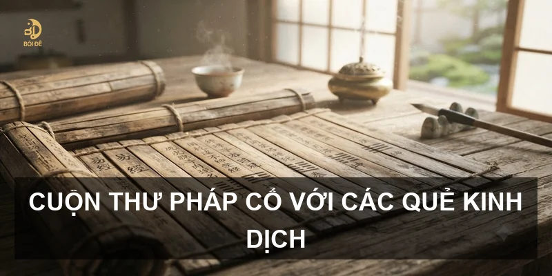 Cuộn thư pháp cổ với các quẻ Kinh Dịch