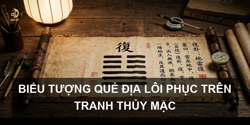 Biểu tượng quẻ Địa Lôi Phục trên tranh thủy mặc