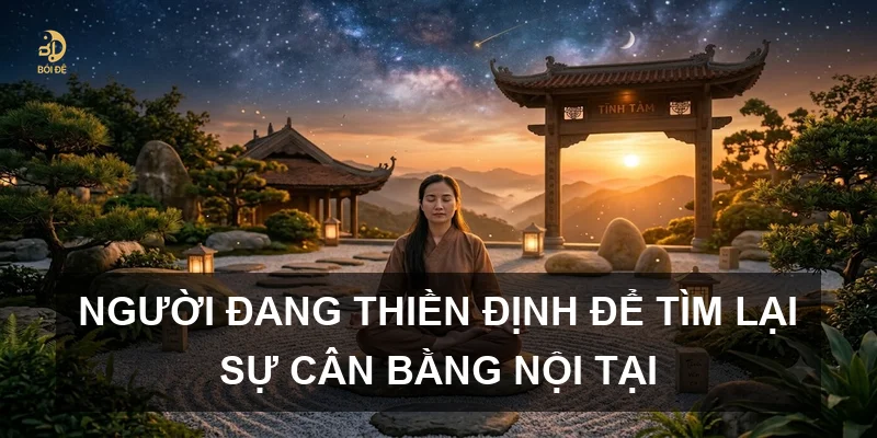 Người đang thiền định để tìm lại sự cân bằng nội tại