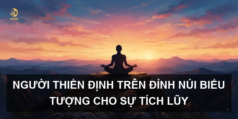 Người thiền định trên đỉnh núi biểu tượng cho sự tích lũy