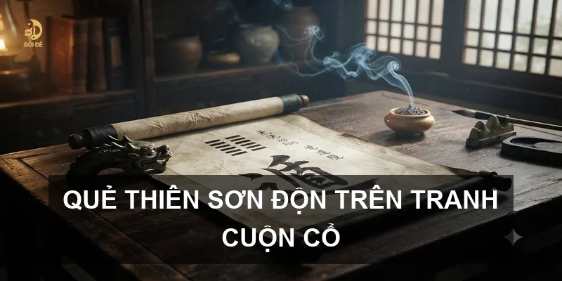Quẻ Thiên Sơn Độn trên tranh cuộn cổ
