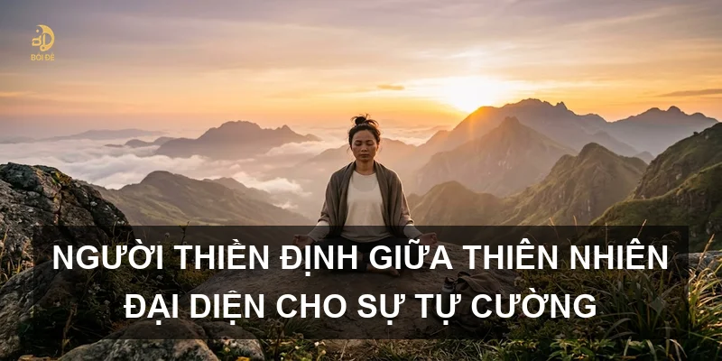 Người thiền định giữa thiên nhiên đại diện cho sự tự cường