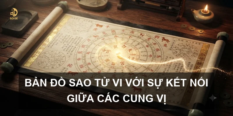 Bản đồ sao Tử vi với sự kết nối giữa các cung vị