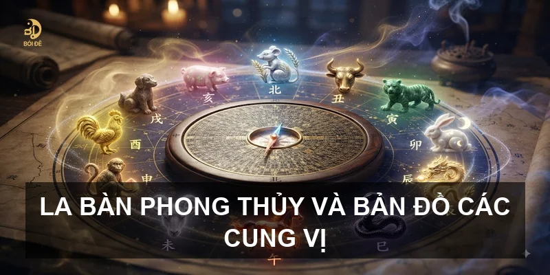 La bàn phong thủy và bản đồ các cung vị