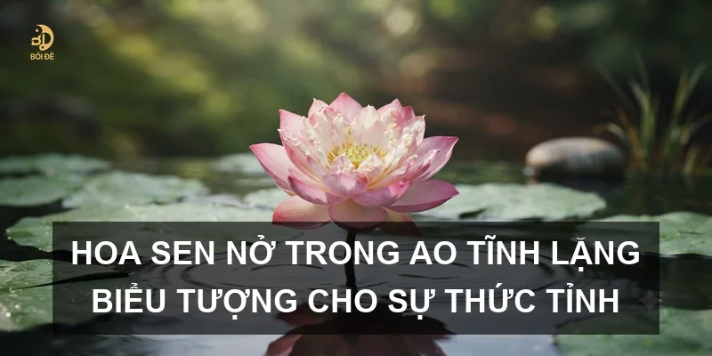 Hoa sen nở trong ao tĩnh lặng biểu tượng cho sự thức tỉnh