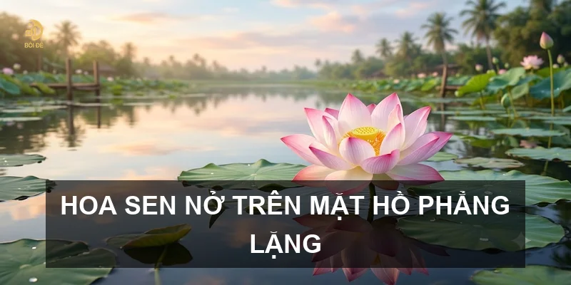 Hoa sen nở trên mặt hồ phẳng lặng
