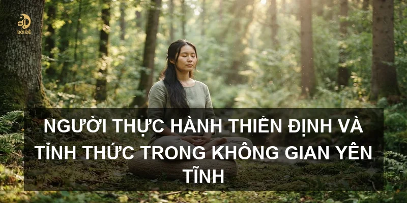 Người thực hành thiền định và tỉnh thức trong không gian yên tĩnh
