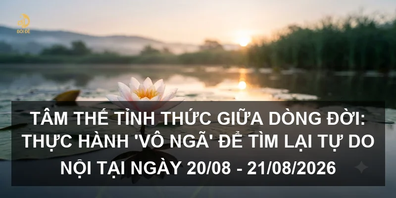 Tâm thế tỉnh thức giữa dòng đời: Thực hành 'Vô Ngã' để tìm lại tự do nội tại ngày 20/08 - 21/08/2026