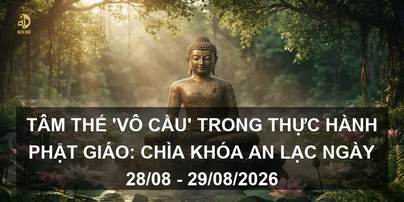 Tâm thế 'Vô cầu' trong thực hành Phật giáo: Chìa khóa an lạc ngày 28/08 - 29/08/2026