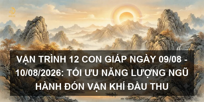 Vận trình 12 con giáp ngày 09/08 - 10/08/2026: Tối ưu năng lượng ngũ hành đón vận khí đầu thu