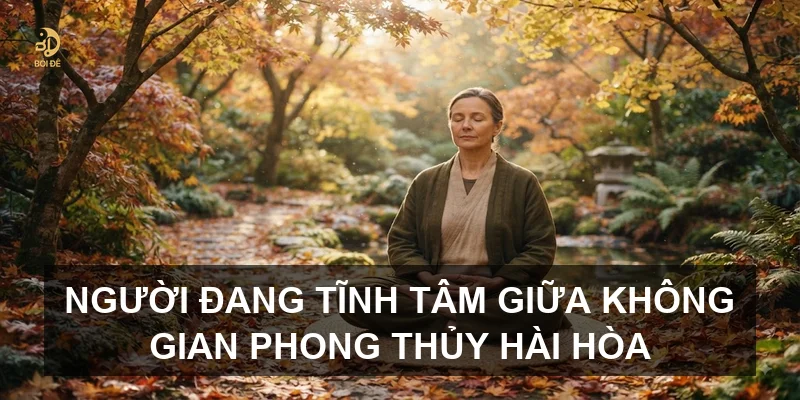 Người đang tĩnh tâm giữa không gian phong thủy hài hòa