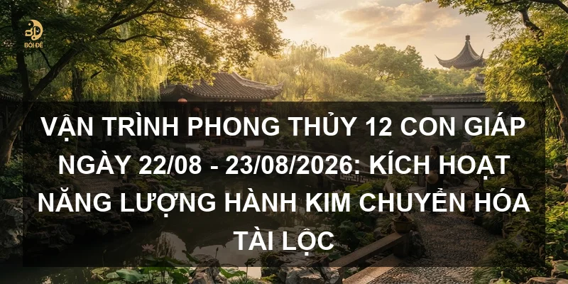 Vận trình phong thủy 12 con giáp ngày 22/08 - 23/08/2026: Kích hoạt năng lượng hành Kim chuyển hóa tài lộc
