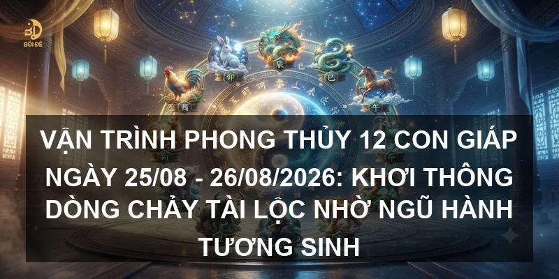Vận trình phong thủy 12 con giáp ngày 25/08 - 26/08/2026: Khơi thông dòng chảy tài lộc nhờ ngũ hành tương sinh