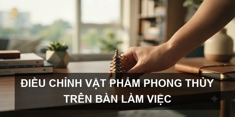 Điều chỉnh vật phẩm phong thủy trên bàn làm việc
