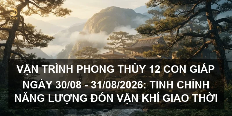 Vận trình phong thủy 12 con giáp ngày 30/08 - 31/08/2026: Tinh chỉnh năng lượng đón vận khí giao thời