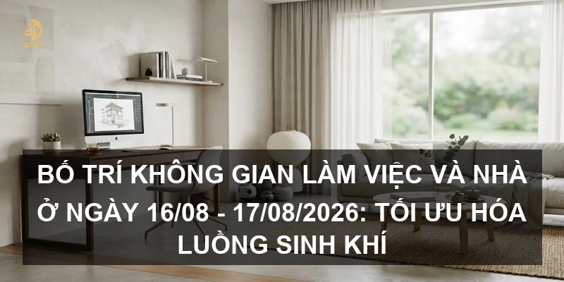 Bố trí không gian làm việc và nhà ở ngày 16/08 - 17/08/2026: Tối ưu hóa luồng sinh khí