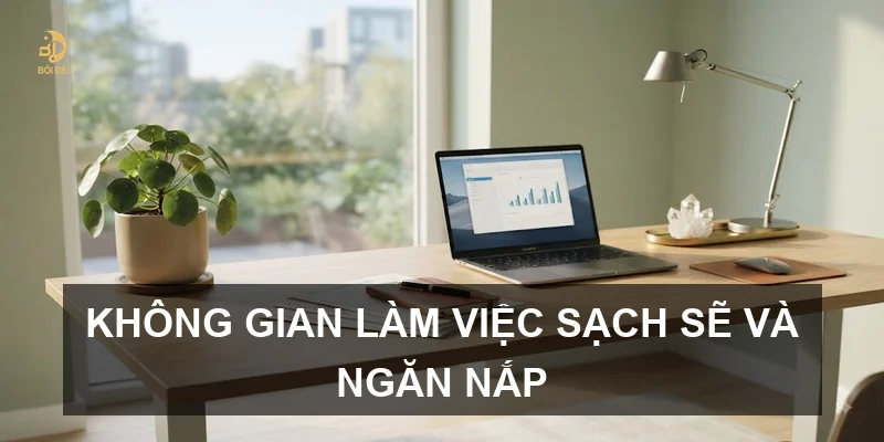 Không gian làm việc sạch sẽ và ngăn nắp