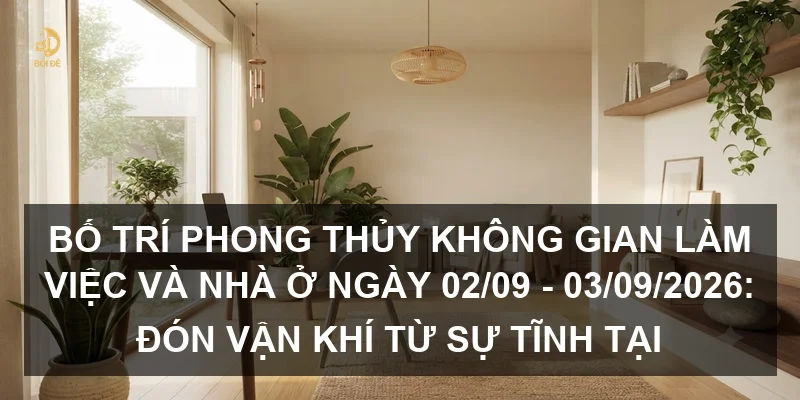 Bố trí phong thủy không gian làm việc và nhà ở ngày 02/09 - 03/09/2026: Đón vận khí từ sự tĩnh tại