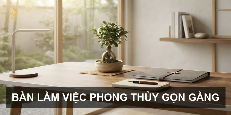 Bàn làm việc phong thủy gọn gàng