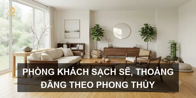 Phòng khách sạch sẽ, thoáng đãng theo phong thủy