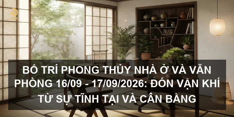 Bố trí phong thủy nhà ở và văn phòng 16/09 - 17/09/2026: Đón vận khí từ sự tĩnh tại và cân bằng