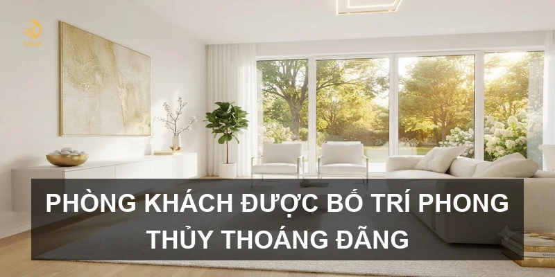Phòng khách được bố trí phong thủy thoáng đãng