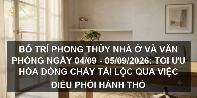 Bố trí phong thủy nhà ở và văn phòng ngày 04/09 - 05/09/2026: Tối ưu hóa dòng chảy tài lộc qua việc điều phối hành Thổ