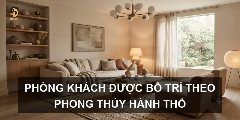 Phòng khách được bố trí theo phong thủy hành Thổ