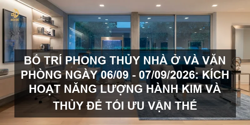 Bố trí phong thủy nhà ở và văn phòng ngày 06/09 - 07/09/2026: Kích hoạt năng lượng hành Kim và Thủy để tối ưu vận thế