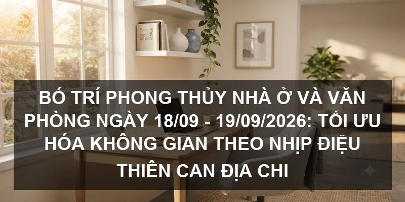 Bố trí phong thủy nhà ở và văn phòng ngày 18/09 - 19/09/2026: Tối ưu hóa không gian theo nhịp điệu Thiên Can Địa Chi