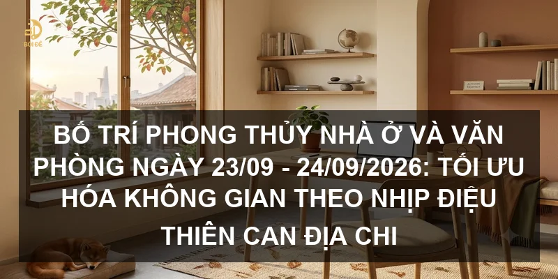 Bố trí phong thủy nhà ở và văn phòng ngày 23/09 - 24/09/2026: Tối ưu hóa không gian theo nhịp điệu Thiên Can Địa Chi