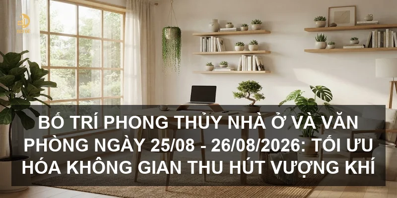 Bố trí phong thủy nhà ở và văn phòng ngày 25/08 - 26/08/2026: Tối ưu hóa không gian thu hút vượng khí