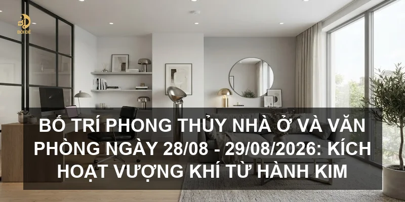 Bố trí phong thủy nhà ở và văn phòng ngày 28/08 - 29/08/2026: Kích hoạt vượng khí từ hành Kim