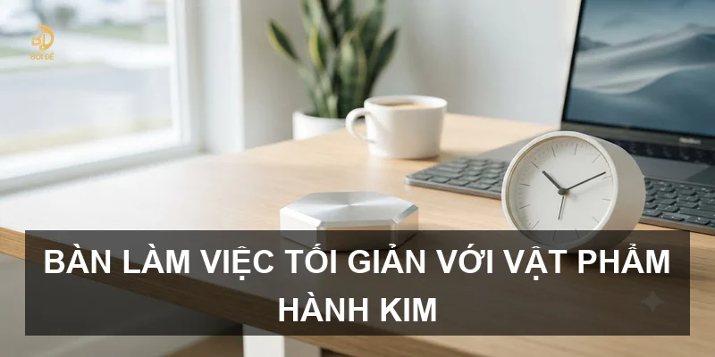Bàn làm việc tối giản với vật phẩm hành Kim