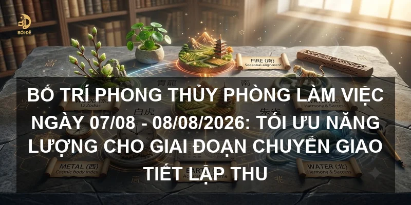 Bố trí phong thủy phòng làm việc ngày 07/08 - 08/08/2026: Tối ưu năng lượng cho giai đoạn chuyển giao Tiết Lập Thu