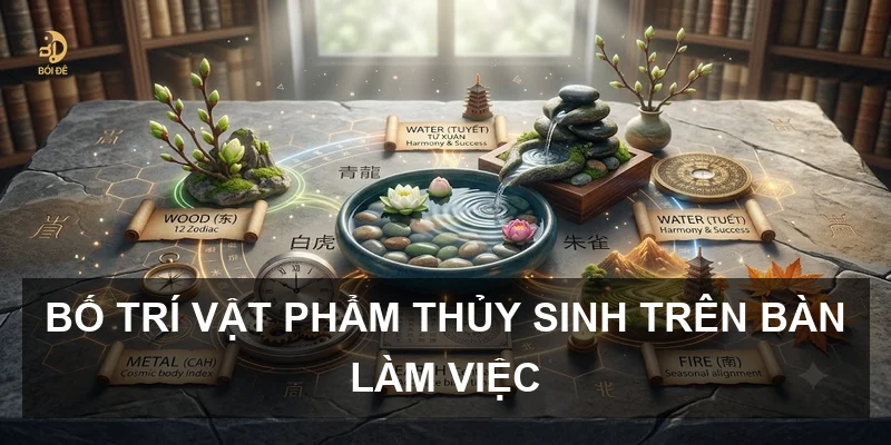 Bố trí vật phẩm thủy sinh trên bàn làm việc