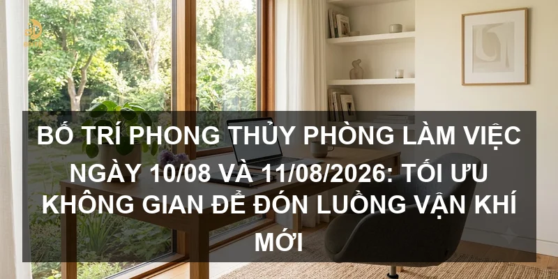 Bố trí phong thủy phòng làm việc ngày 10/08 và 11/08/2026: Tối ưu không gian để đón luồng vận khí mới