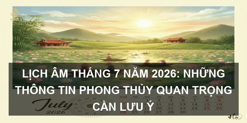 Lịch Âm tháng 7 năm 2026: Những thông tin phong thủy quan trọng cần lưu ý