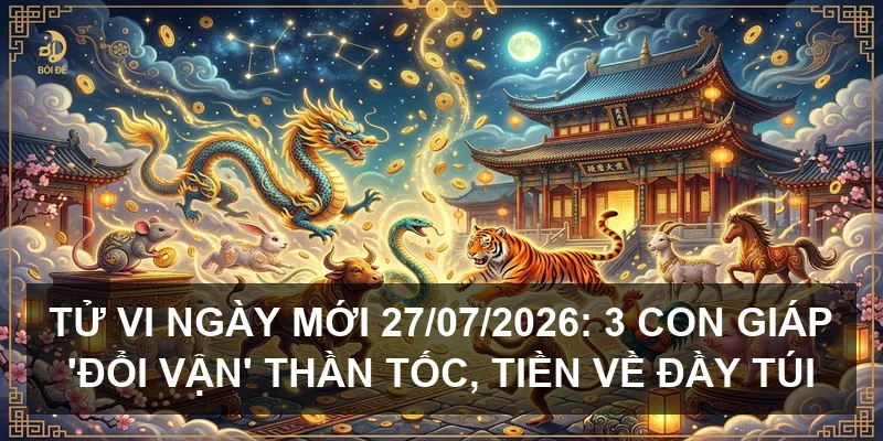 Tử vi ngày mới 27/07/2026: 3 con giáp 'đổi vận' thần tốc, tiền về đầy túi
