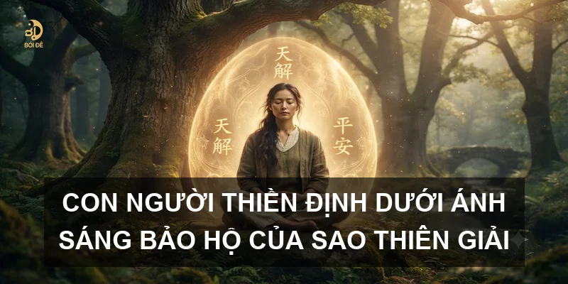 Con người thiền định dưới ánh sáng bảo hộ của sao Thiên Giải