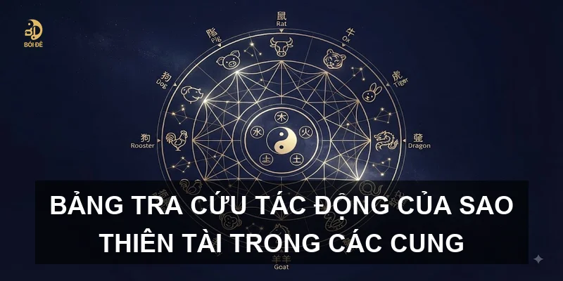 Bảng tra cứu tác động của sao Thiên Tài trong các cung