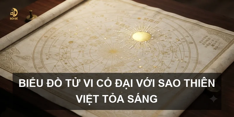 Biểu đồ tử vi cổ đại với sao Thiên Việt tỏa sáng