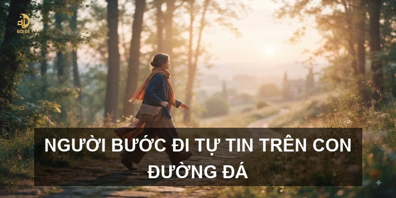 Người bước đi tự tin trên con đường đá