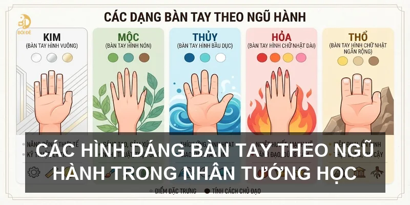 Các hình dáng bàn tay theo ngũ hành trong nhân tướng học