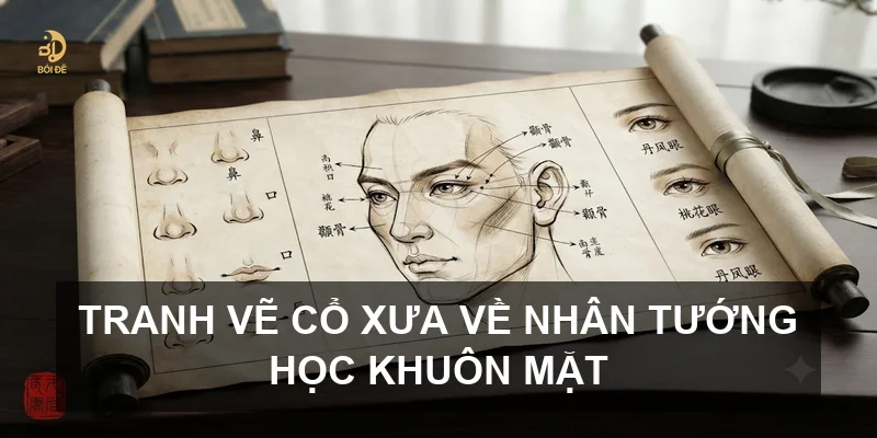 Tranh vẽ cổ xưa về nhân tướng học khuôn mặt