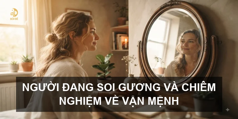 Người đang soi gương và chiêm nghiệm về vận mệnh