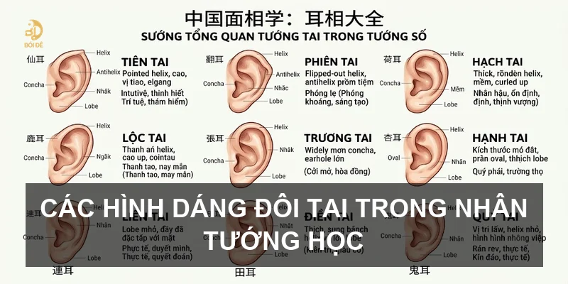 Các hình dáng đôi tai trong nhân tướng học