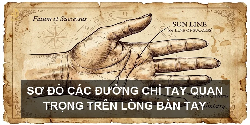 Sơ đồ các đường chỉ tay quan trọng trên lòng bàn tay